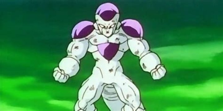 Frieza in his 100% Form is flexing his muscles.