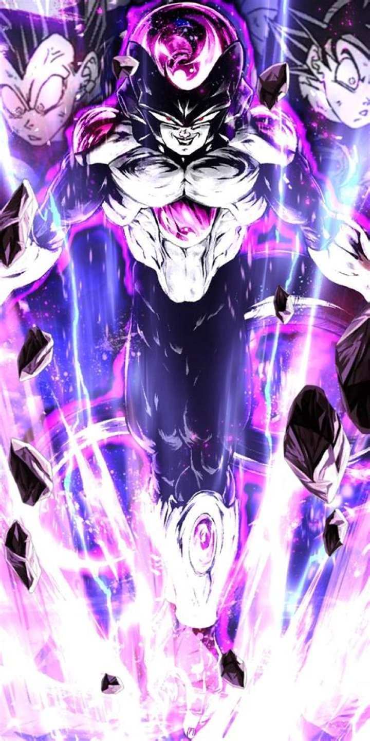 Frieza in his Black Form is flexing his muscles.