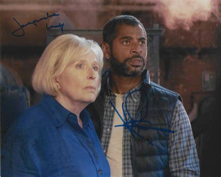 Jacqueline King, Karl Collins, and Yasmin Finney as Sylvia Noble, Shaun Temple, and Rose Temple-Noble in 'Doctor Who'