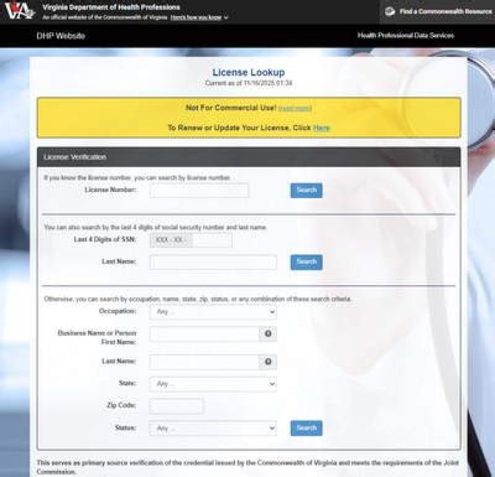 VA State Medical License
